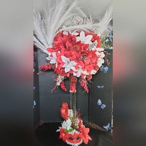 Valentine's Day Heart Cathedral Centerpiece Vase, Table Topper, Gift